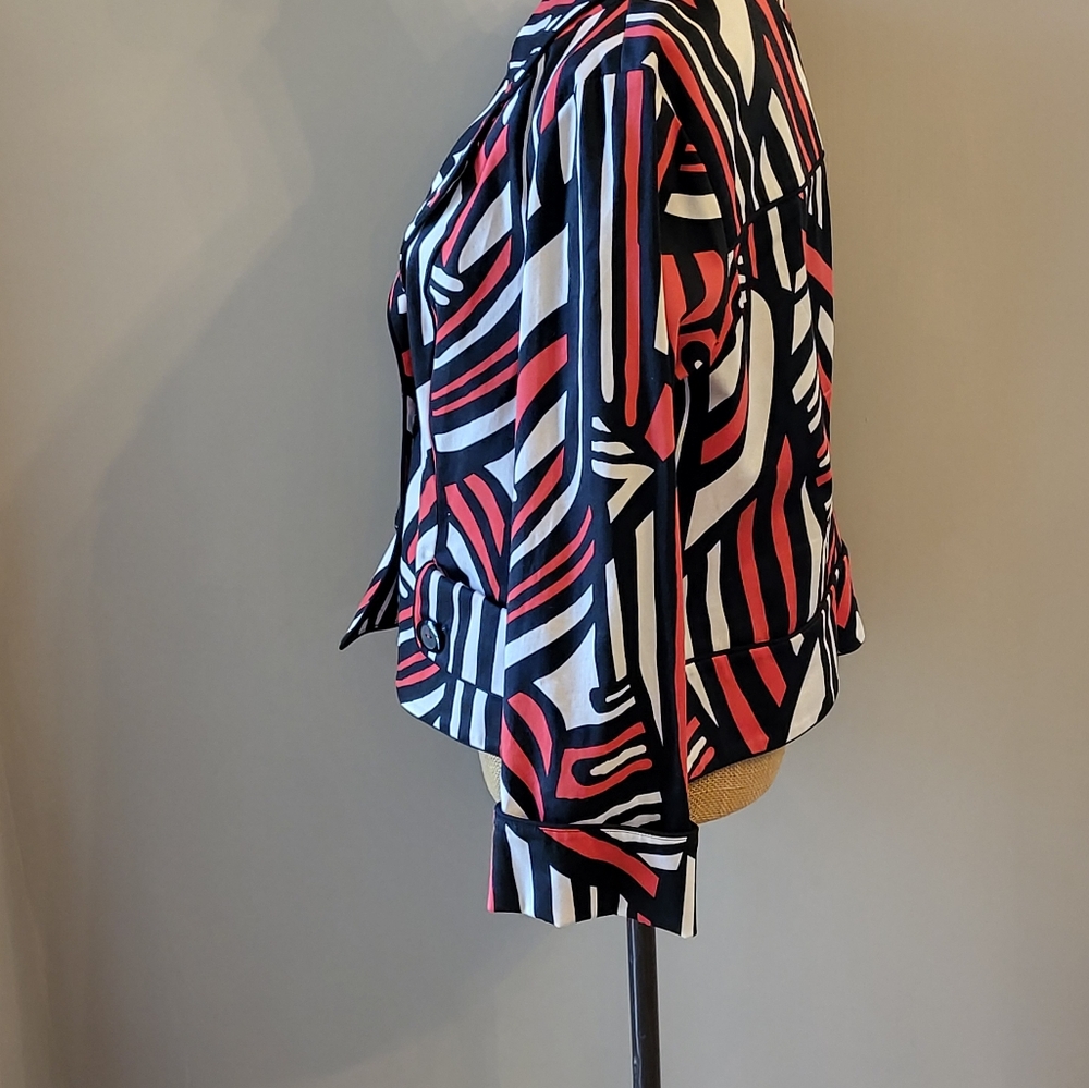 Abbie Mags Large Cotton Jacket Red/Black Abstract Print - Picture 5 of 10